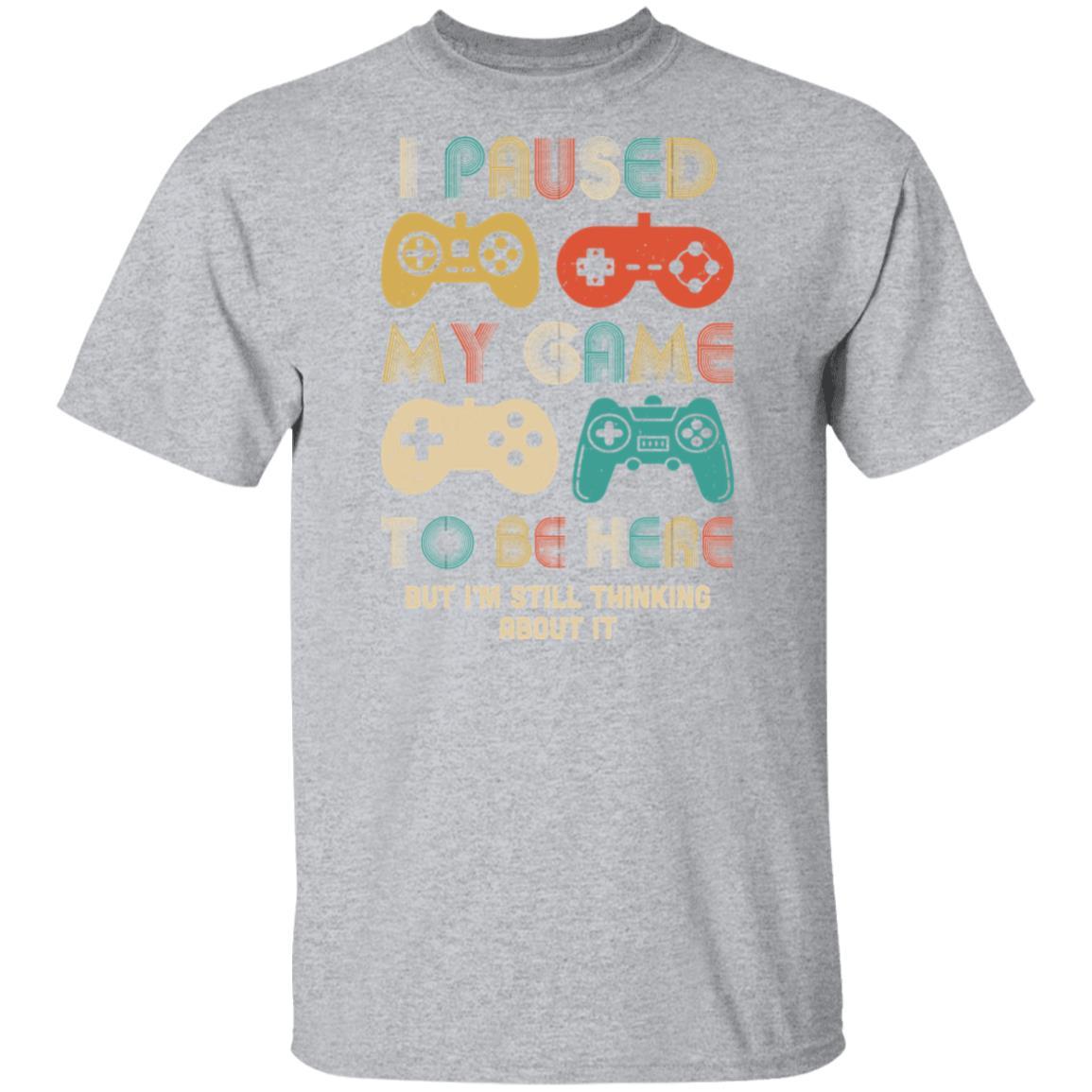 Vintage I Paused My Game To Be Here Funny Gamer Gift-T-Shirt & Hoodie-Classic T-Shirt-Sport Grey