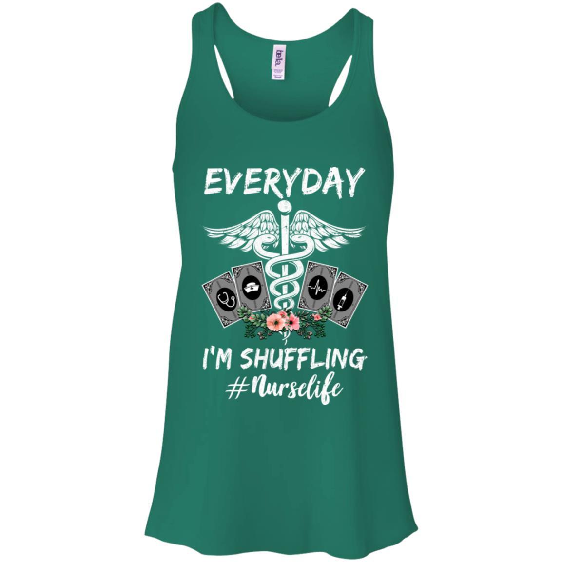 Everyday I'm Shuffling Funny Nurse-T-Shirt & Tank Top-Women's Flowy Racerback Tank-Kelly Green