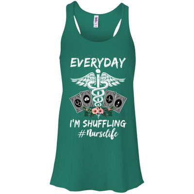 Everyday I'm Shuffling Funny Nurse-T-Shirt & Tank Top-Women's Flowy Racerback Tank-Kelly Green