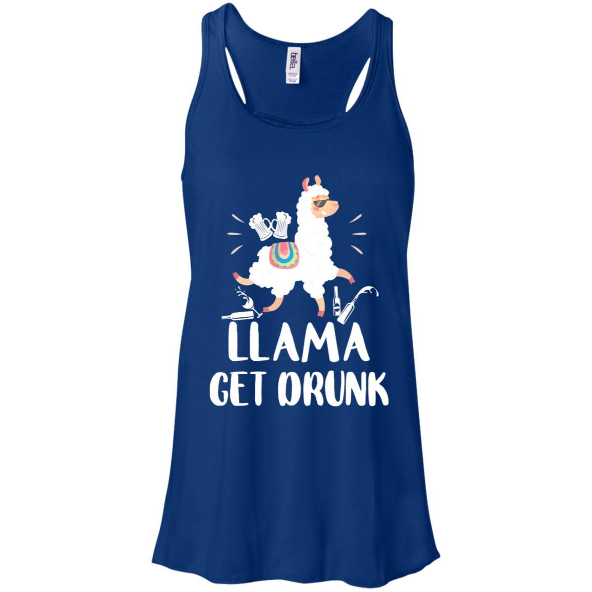 Funny Llama Get Drunk Mom Mommy Drinking Party-T-Shirt & Tank Top-Women's Flowy Racerback Tank-True Royal