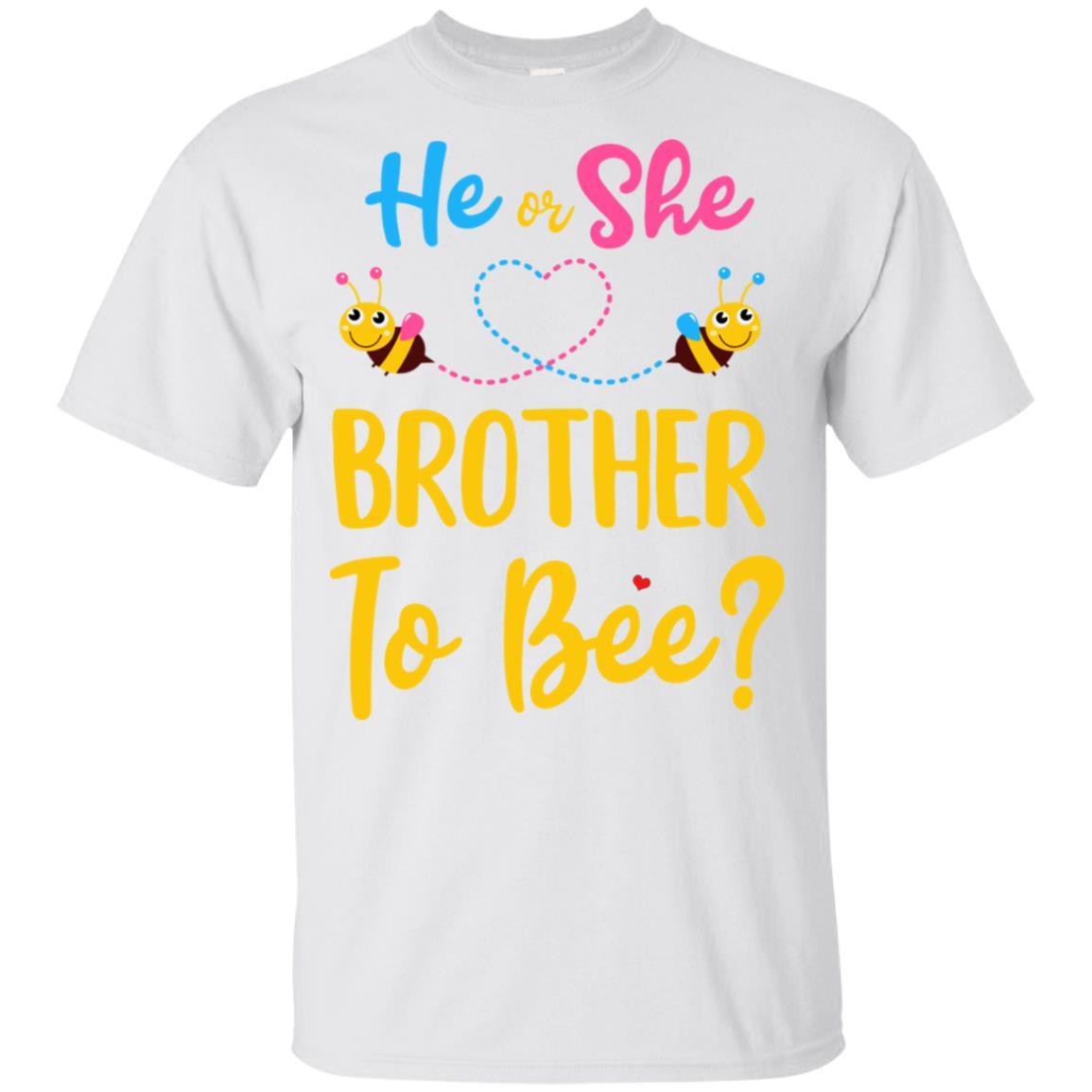 Gender Reveal Pink Blue What Will It Bee He Or She Brother Youth-Youth Shirt-Youth T-Shirt-White