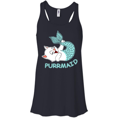 Funny Purrmaid Cat Mermaid-T-Shirt & Hoodie-Women's Flowy Racerback Tank-Midnight