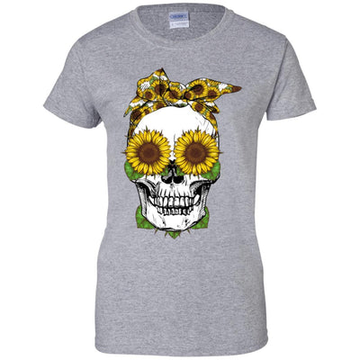Skull Sunflower Floral Flowers Cute Gifts-T-Shirt & Tank Top-Women's T-Shirt-Sport Grey