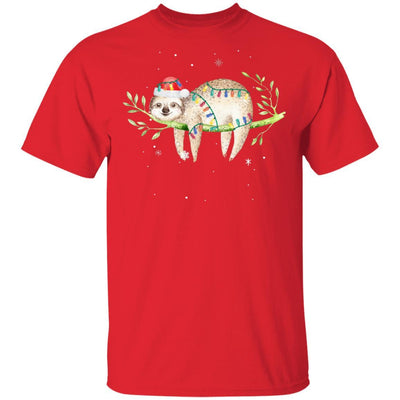 Santa Sloth Christmas Lights Sloth Lover Christmas Gift-T-Shirt & Sweatshirt-Classic T-Shirt-Red