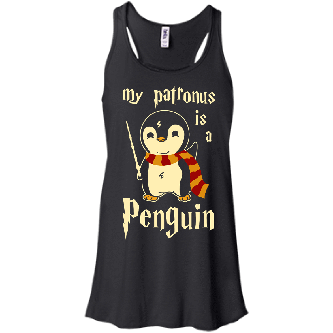 My Patronus Is A Penguin-T-Shirt & Hoodie-Women's Flowy Racerback Tank-Black