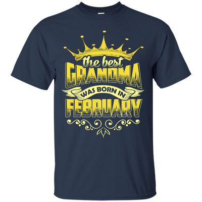 The Best Grandma Was Born In February-T-Shirt & Hoodie-Classic T-Shirt-Navy