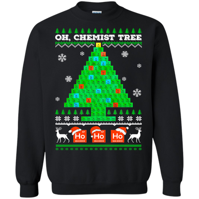 Oh Chemistry Tree Science Christmas Ugly Sweater-T-Shirt & Sweatshirt-Crewneck Sweatshirt-Black