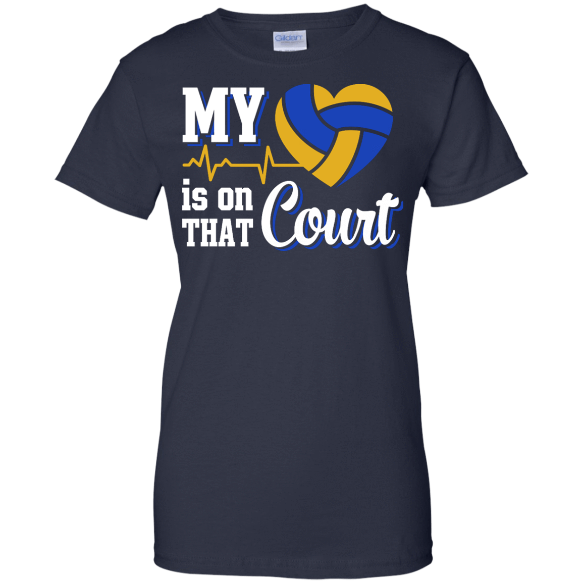 My Heart Is On That Court Volleyball T Shirt-T-Shirt & Hoodie-Women's T-Shirt-Navy