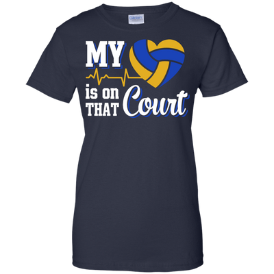 My Heart Is On That Court Volleyball T Shirt-T-Shirt & Hoodie-Women's T-Shirt-Navy