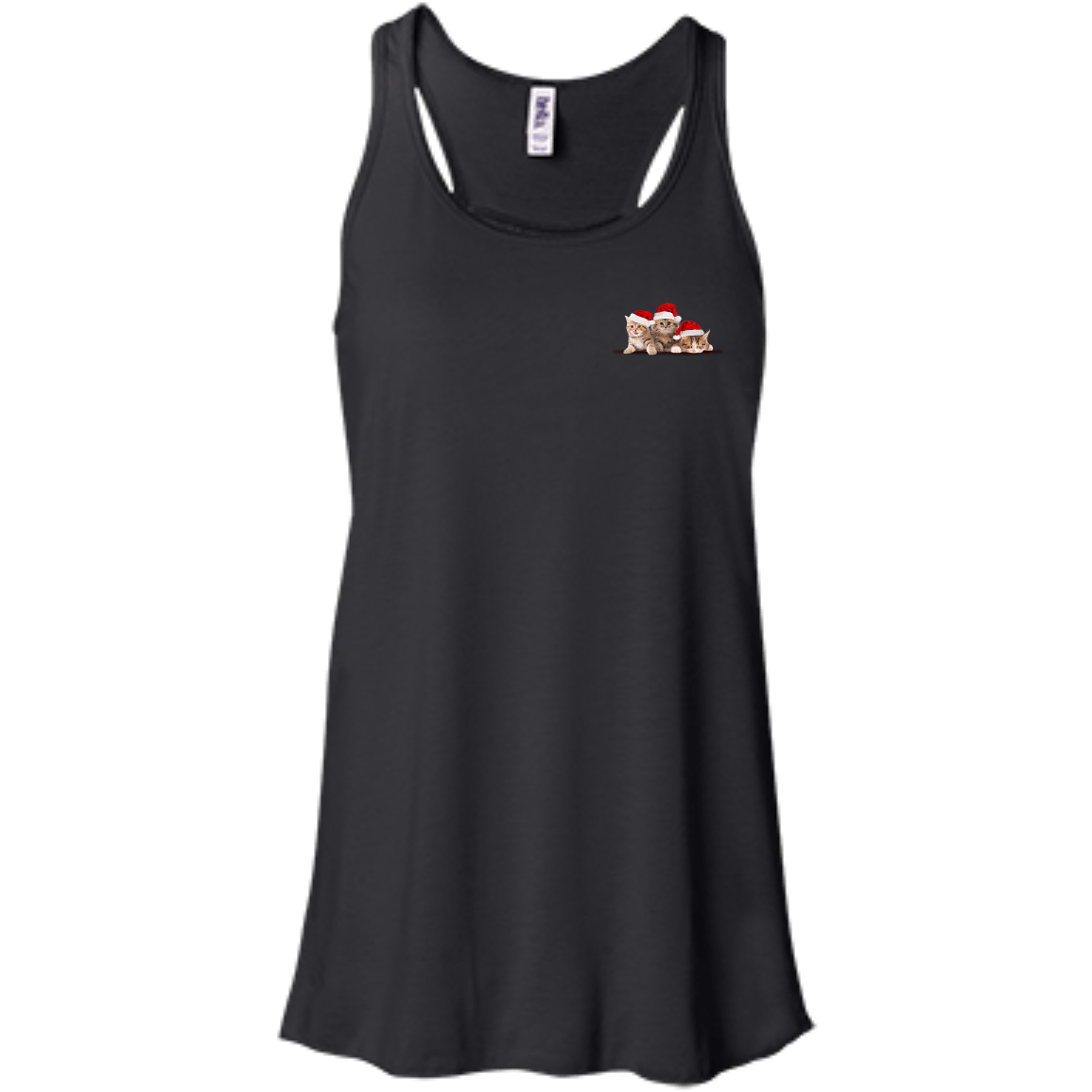 Kitten In A Pocket Cute Cat Christmas-T-Shirt & Hoodie-Women's Flowy Racerback Tank-Black