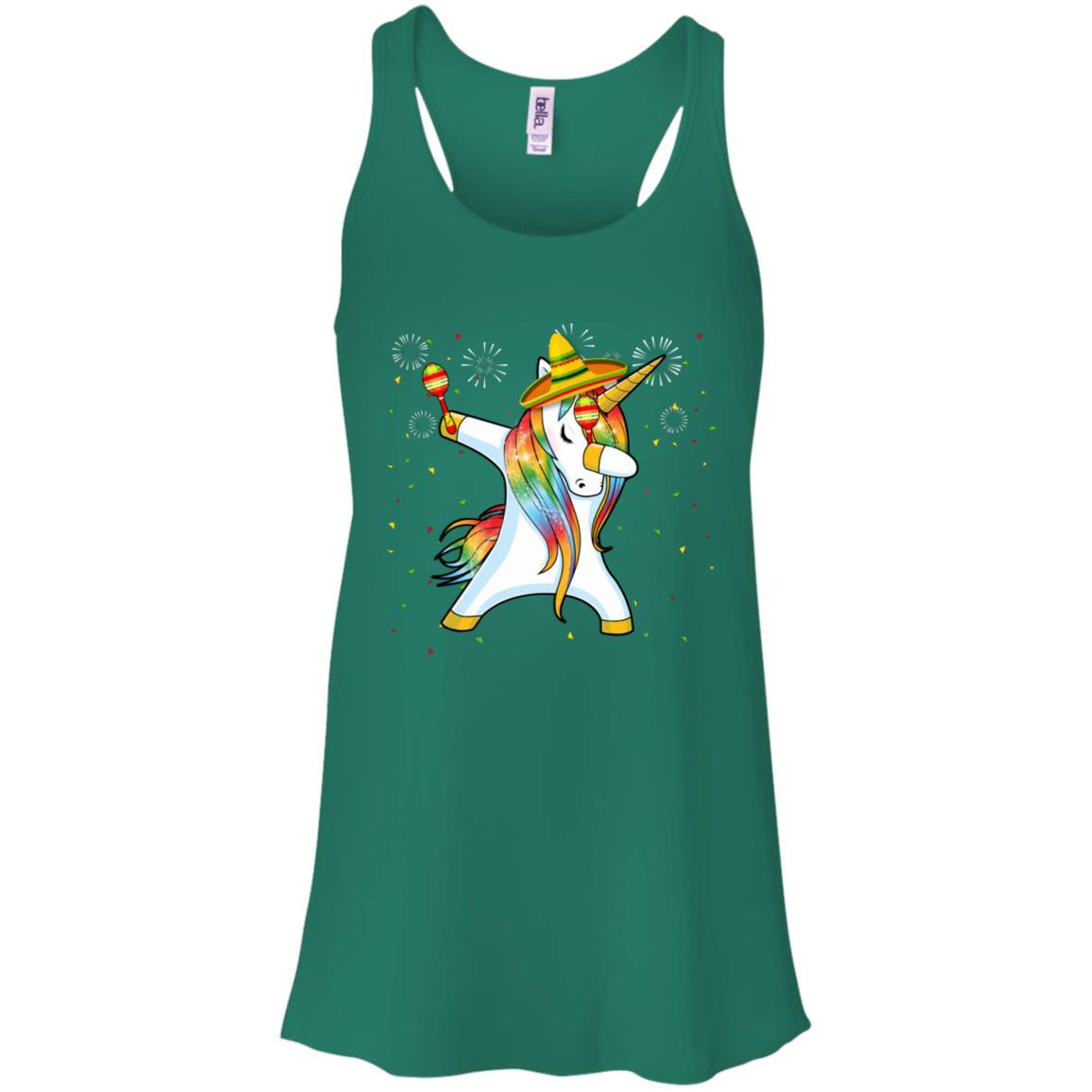 Unicorn Dabbing Cinco De Mayo Kids Gifts-T-Shirt & Tank Top-Women's Flowy Racerback Tank-Kelly Green