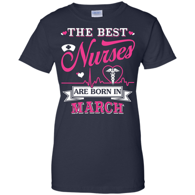 The Best Nurses Are Born In March-T-Shirt & Hoodie-Women's T-Shirt-Navy