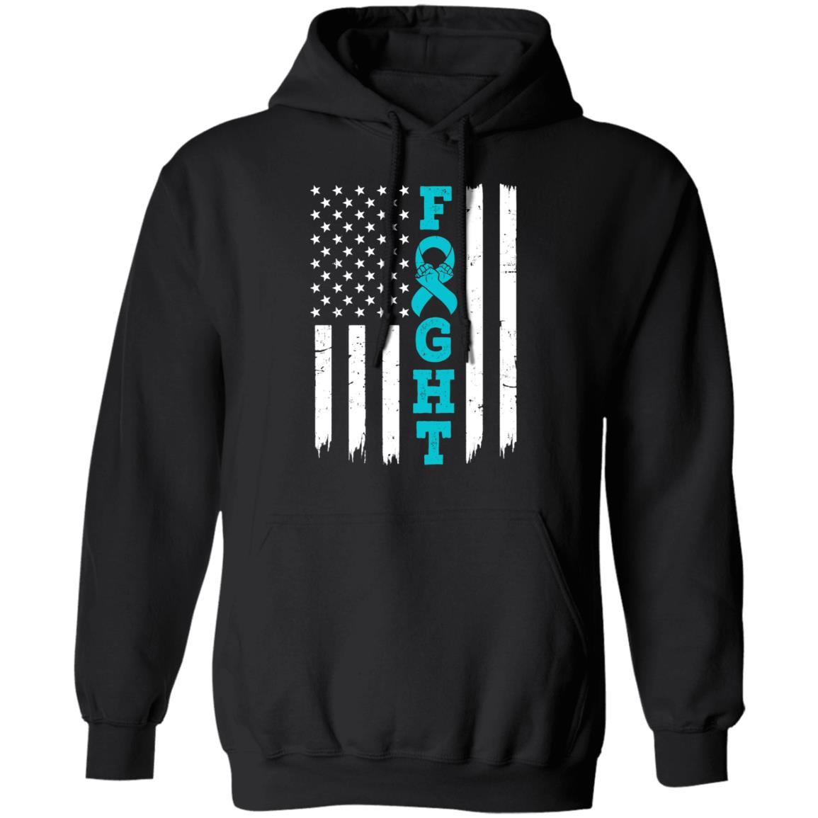 Dysautonomia Awareness American Flag Distressed-T-Shirt & Hoodie-Pullover Hoodie-Black