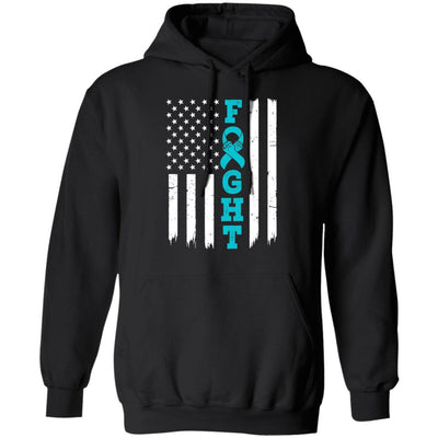 Dysautonomia Awareness American Flag Distressed-T-Shirt & Hoodie-Pullover Hoodie-Black