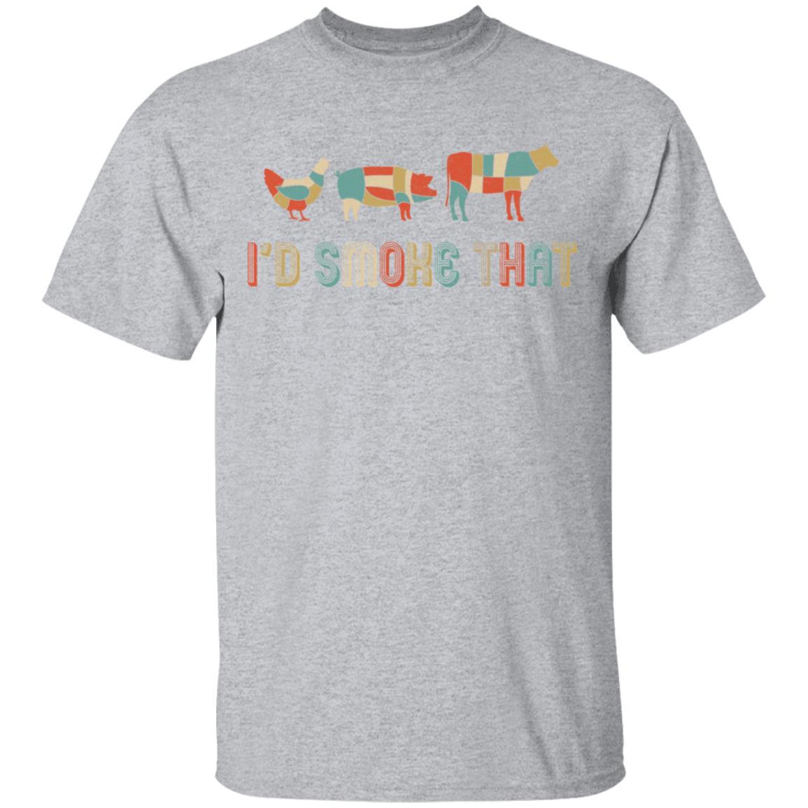 I'd Smoke That Fun BBQ Barbecue Smoker Chef Gift Vintage-T-Shirt & Hoodie-Classic T-Shirt-Sport Grey