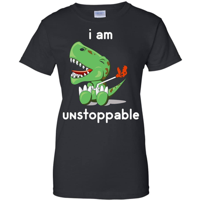 I Am Unstoppable Funny T-Rex Dinosaur-T-Shirt & Hoodie-Women's T-Shirt-Black