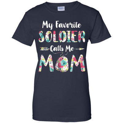 Floral My Favorite Soldier Calls Me Mom Mothers Day Gift-T-Shirt & Hoodie-Women's T-Shirt-Navy