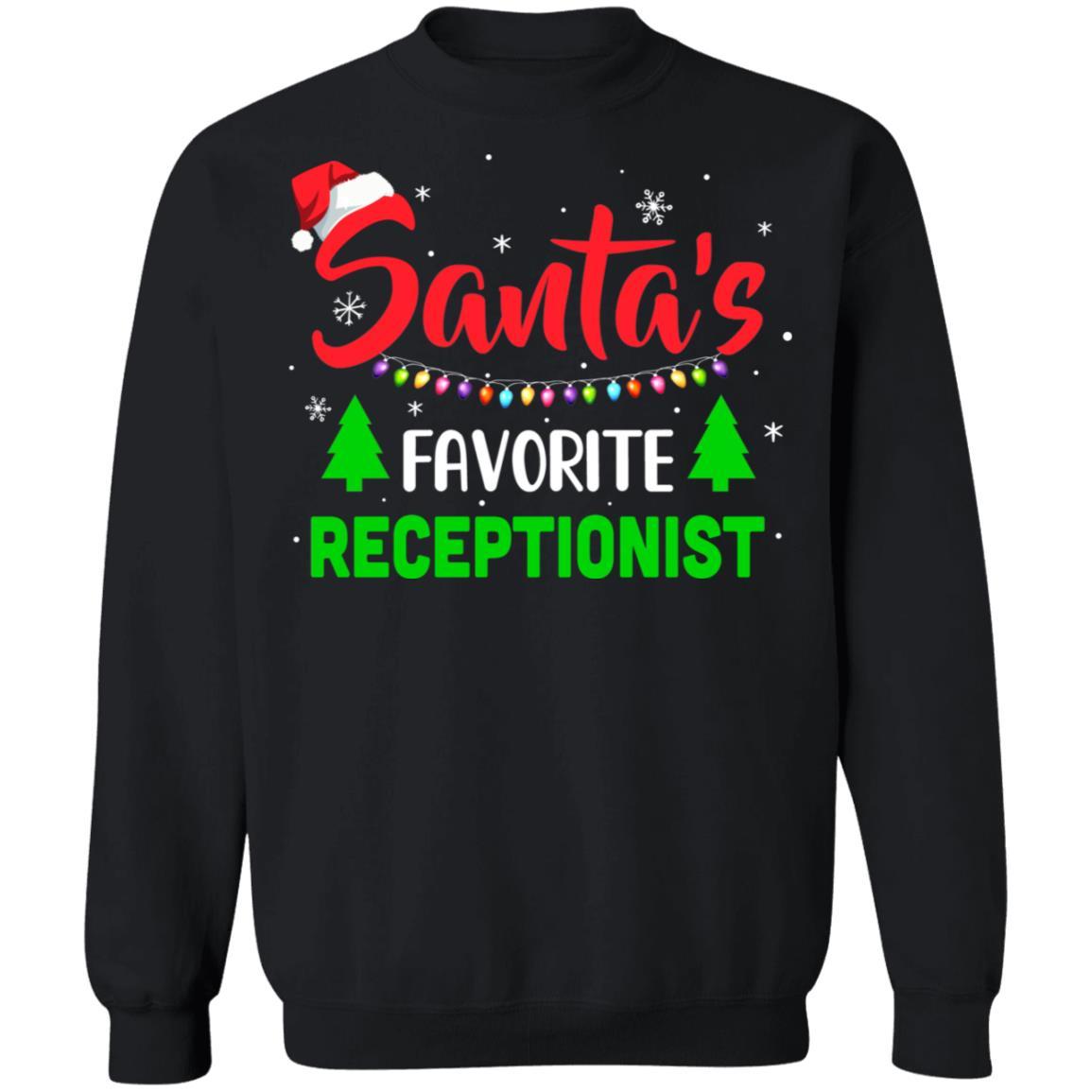 Santa's Favorite Receptionist Funny Christmas Xmas Gifts-T-Shirt & Sweatshirt-Crewneck Sweatshirt-Black