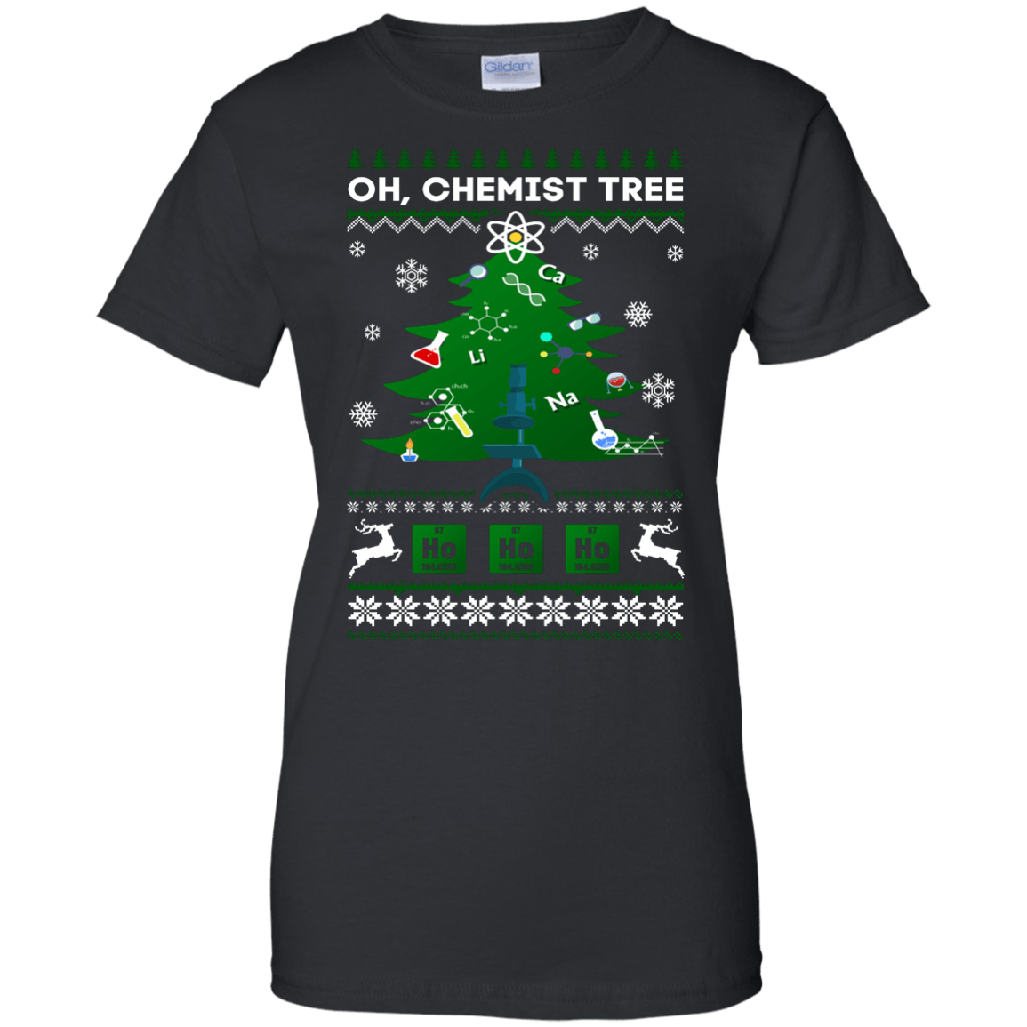 Oh Chemistry Tree Science Christmas Ugly Sweater Gift-T-Shirt & Hoodie-Women's T-Shirt-Black