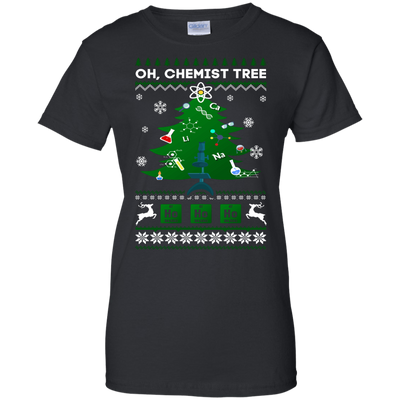 Oh Chemistry Tree Science Christmas Ugly Sweater Gift-T-Shirt & Hoodie-Women's T-Shirt-Black