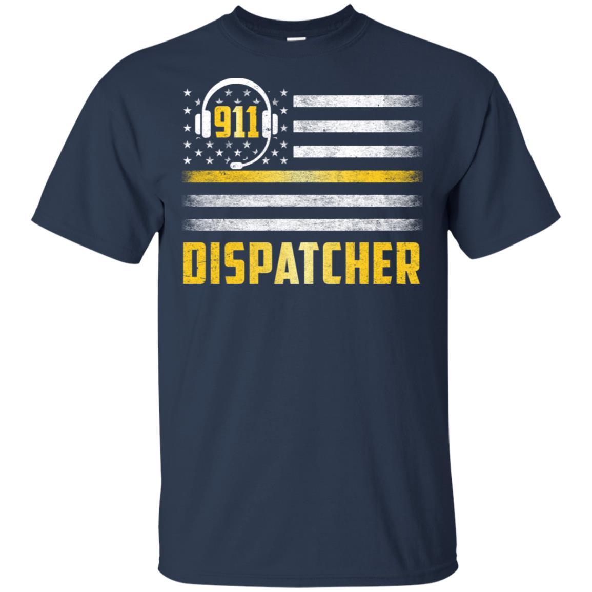 Vintage Thin Gold Line 911 Dispatcher USA Flag-T-Shirt & Hoodie-Classic T-Shirt-Navy