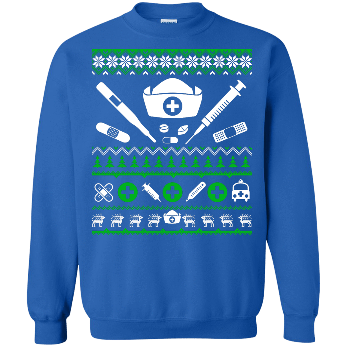 Nurse Christmas Sweater-T-Shirt & Hoodie-Crewneck Sweatshirt-Royal