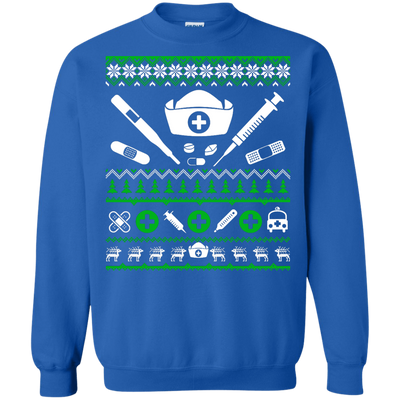 Nurse Christmas Sweater-T-Shirt & Hoodie-Crewneck Sweatshirt-Royal