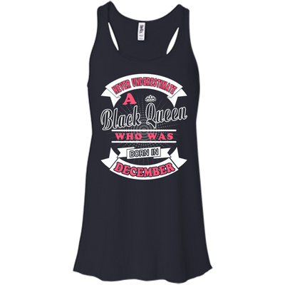 Never Underestimate A Black Queen Who Was Born In December-T-Shirt & Hoodie-Women's Flowy Racerback Tank-Midnight