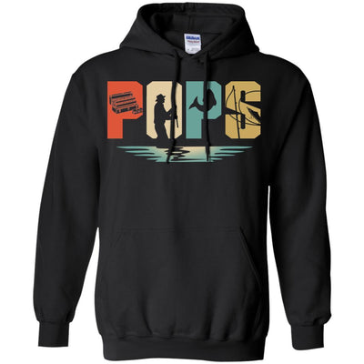 Vintage Fishing Pops Father's Day Gift-T-Shirt & Hoodie-Pullover Hoodie-Black