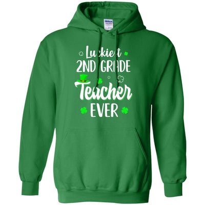 Luckiest 2nd Grade Teacher Ever Irish St Patricks Day-T-Shirt & Hoodie-Pullover Hoodie-Irish Green