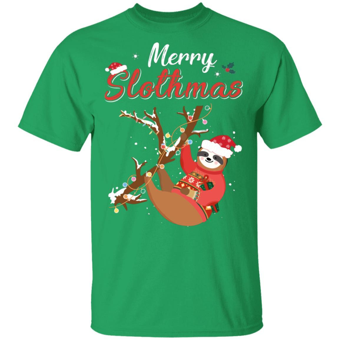 Merry Slothmas Christmas Pajama For Sloth Lovers-T-Shirt & Hoodie-Classic T-Shirt-Irish Green