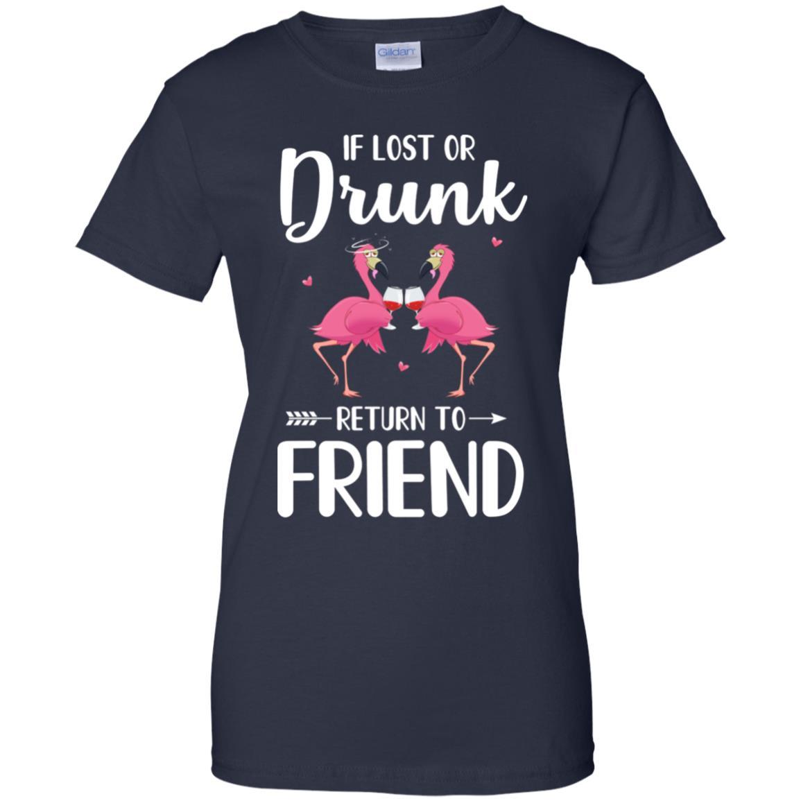 Flamingo If I Lost Or Drunk Please Return To Friend-T-Shirt & Tank Top-Women's T-Shirt-Navy
