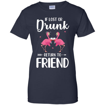 Flamingo If I Lost Or Drunk Please Return To Friend-T-Shirt & Tank Top-Women's T-Shirt-Navy