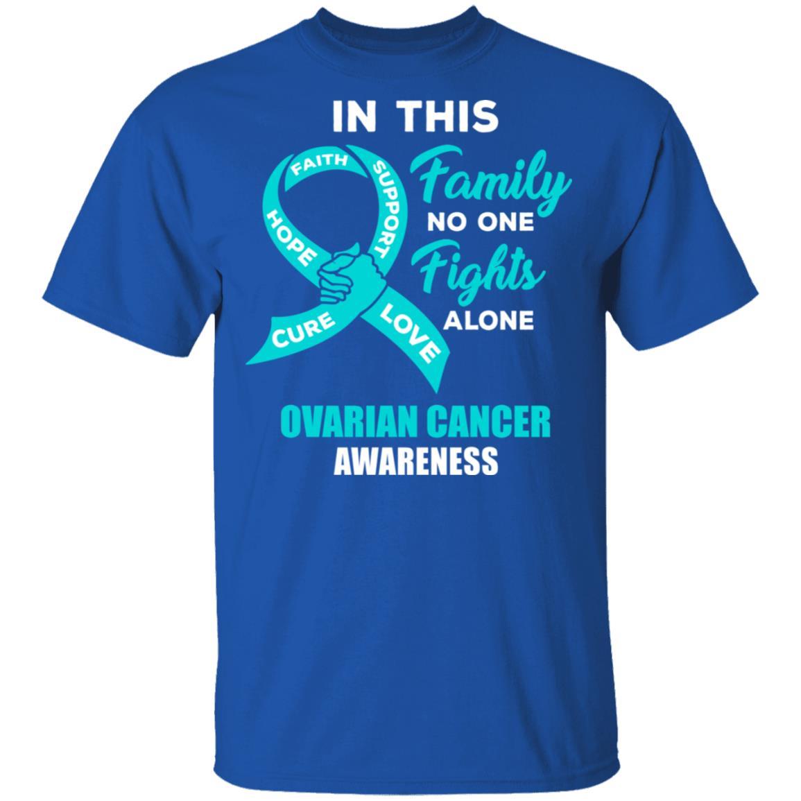 In This School No One Fights Ovarian Cancer Awareness Alone-T-Shirt & Hoodie-Classic T-Shirt-Royal