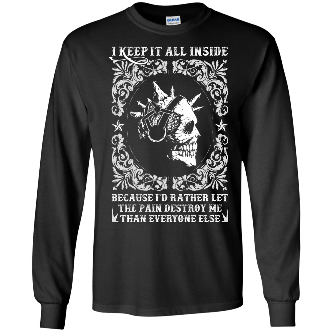 I Keep It All Inside Because I'd Rather Let The Pain Destroy Me-T-Shirt & Hoodie-Long Sleeve T-Shirt-Black