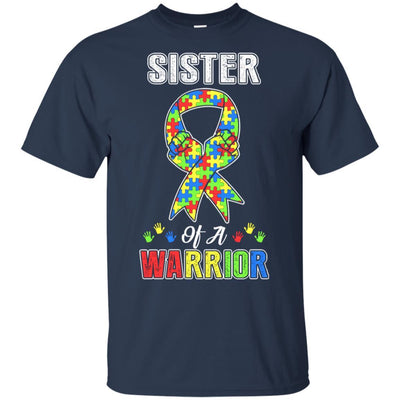 Sister Of A Warrior Support Autism Awareness Gift-T-Shirt & Hoodie-Classic T-Shirt-Navy