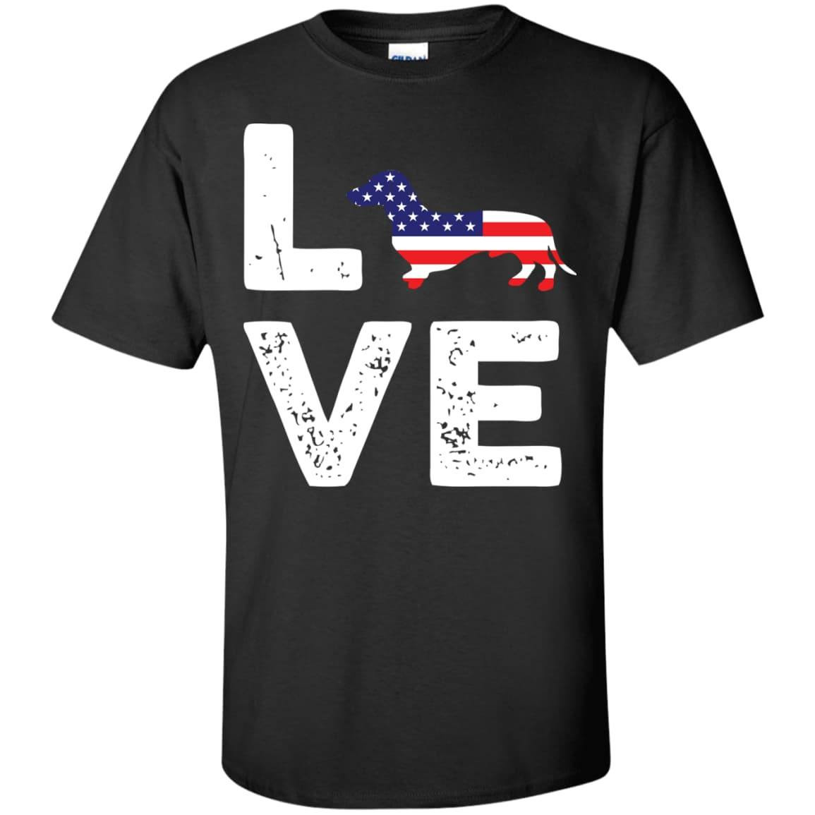 American Flag Dog Wiener Love-T-Shirt & Hoodie-Classic T-Shirt-Black