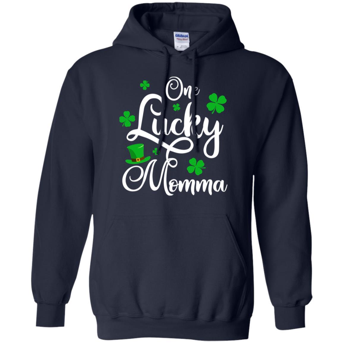 One Lucky Momma St Patricks Day For Mom-T-Shirt & Hoodie-Pullover Hoodie-Navy