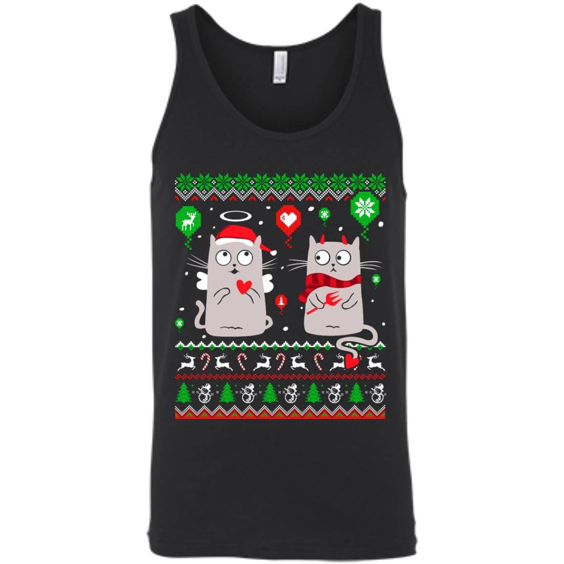Halo Halo Christmas Cat Lover-T-Shirt & Hoodie-Unisex Tank-Black