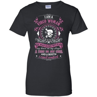 I Am A Virgo Woman I Was Born With My Heart On My Sleeve-T-Shirt & Hoodie-Women's T-Shirt-Black