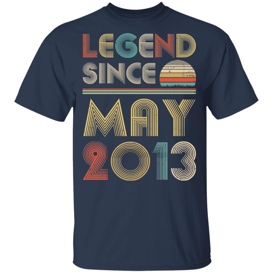 Legend Since May 2013 Vintage 8th Birthday Gifts Youth-Youth Shirt-Youth T-Shirt-Navy