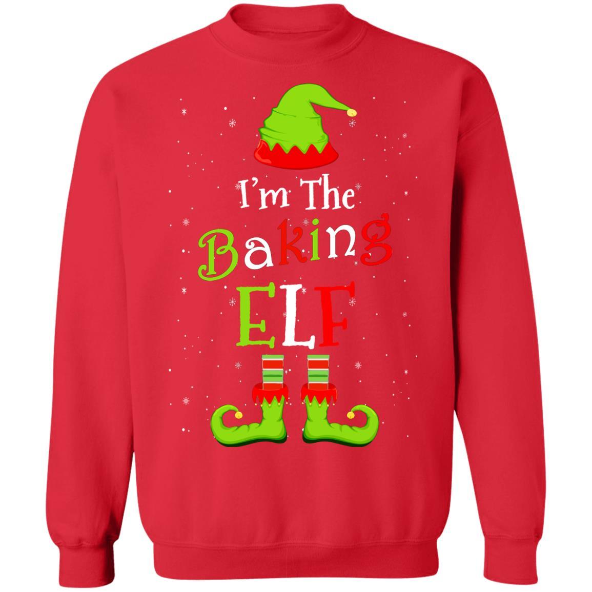 I'm The Baking Elf Family Matching Funny Christmas Group Gift-T-Shirt & Sweatshirt-Crewneck Sweatshirt-Red