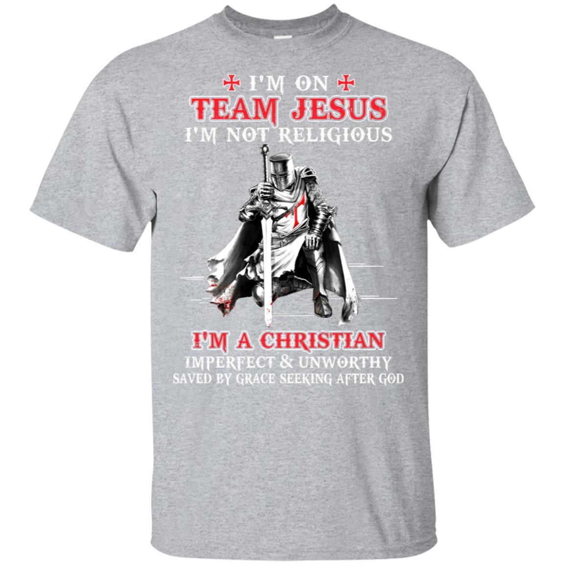 Knight Templar I'm On Team Jesus I'm Not Religious-T-Shirt & Hoodie-Classic T-Shirt-Sport Grey