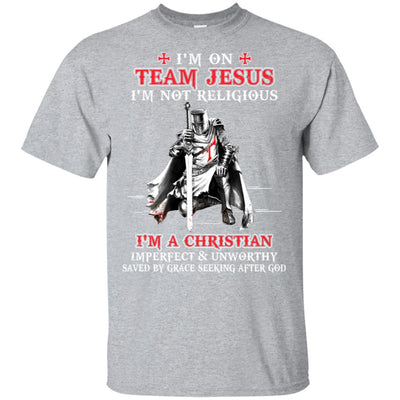 Knight Templar I'm On Team Jesus I'm Not Religious-T-Shirt & Hoodie-Classic T-Shirt-Sport Grey