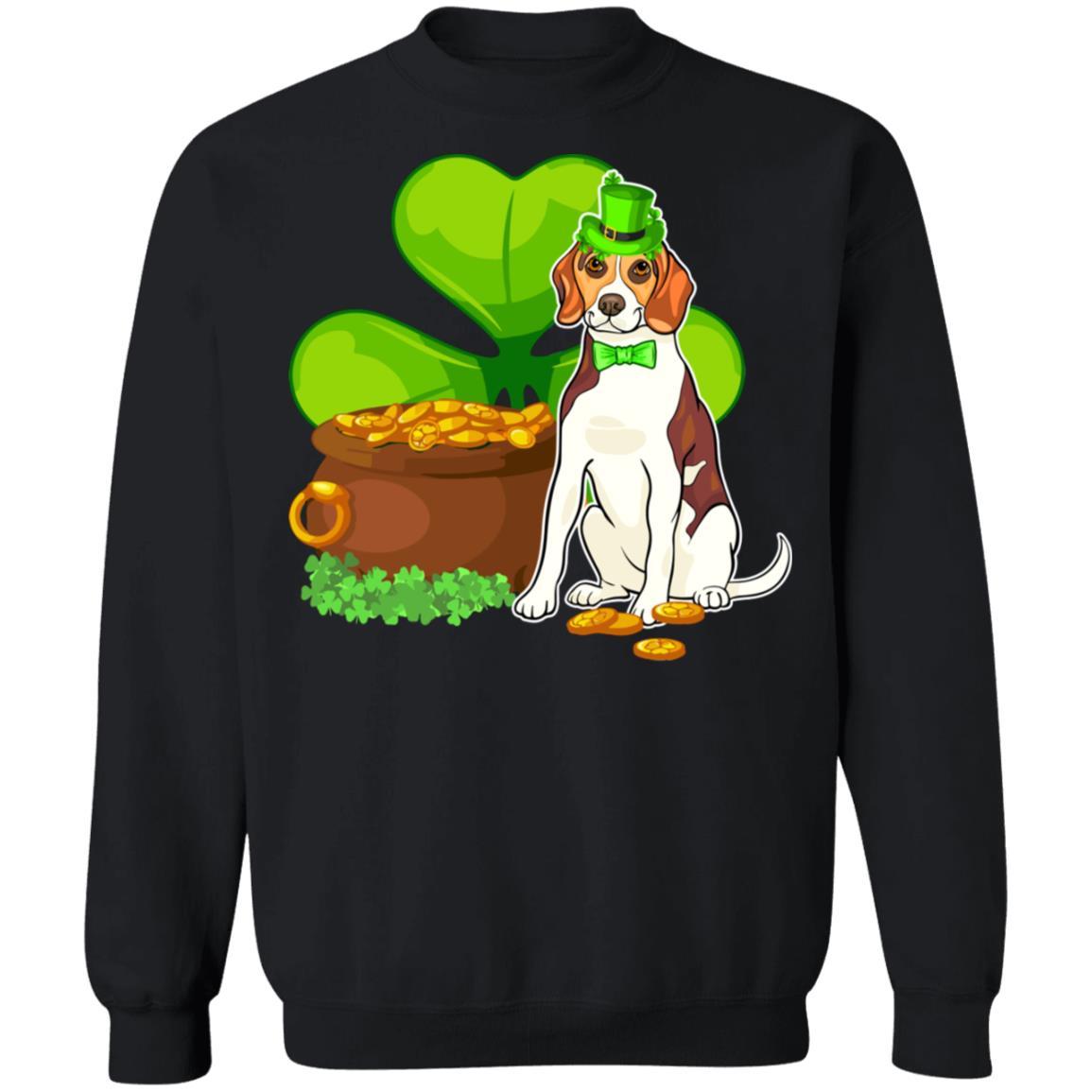 Beagle St Patrick's Day Irish Dog Lover Funny Gifts-T-Shirt & Hoodie-Crewneck Sweatshirt-Black