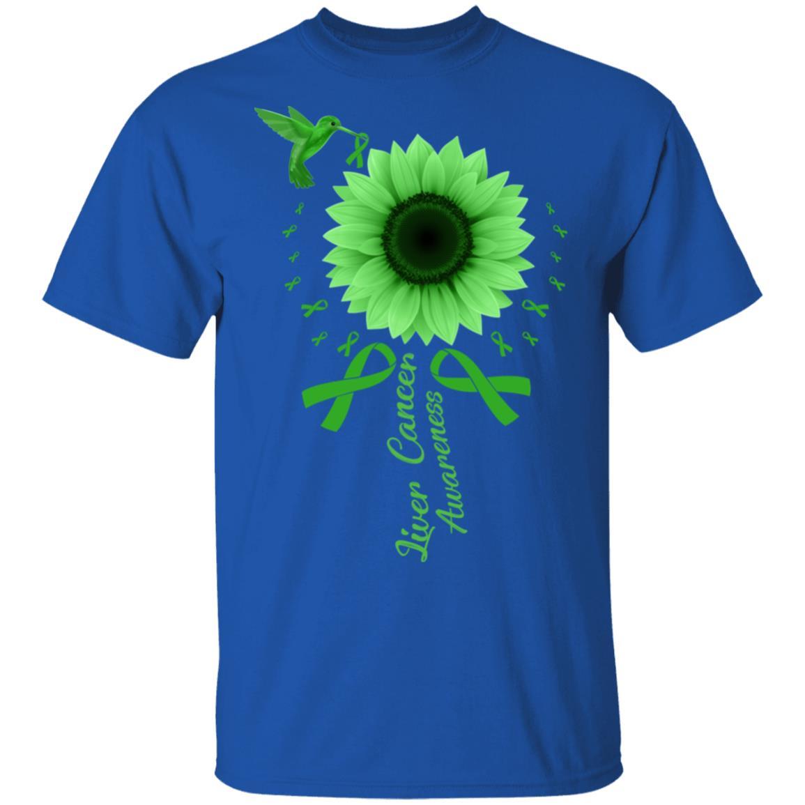 Hummingbird Sunflower Green Liver Cancer Awareness-T-Shirt & Hoodie-Classic T-Shirt-Royal