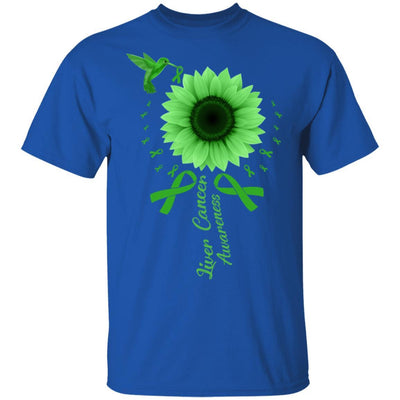 Hummingbird Sunflower Green Liver Cancer Awareness-T-Shirt & Hoodie-Classic T-Shirt-Royal