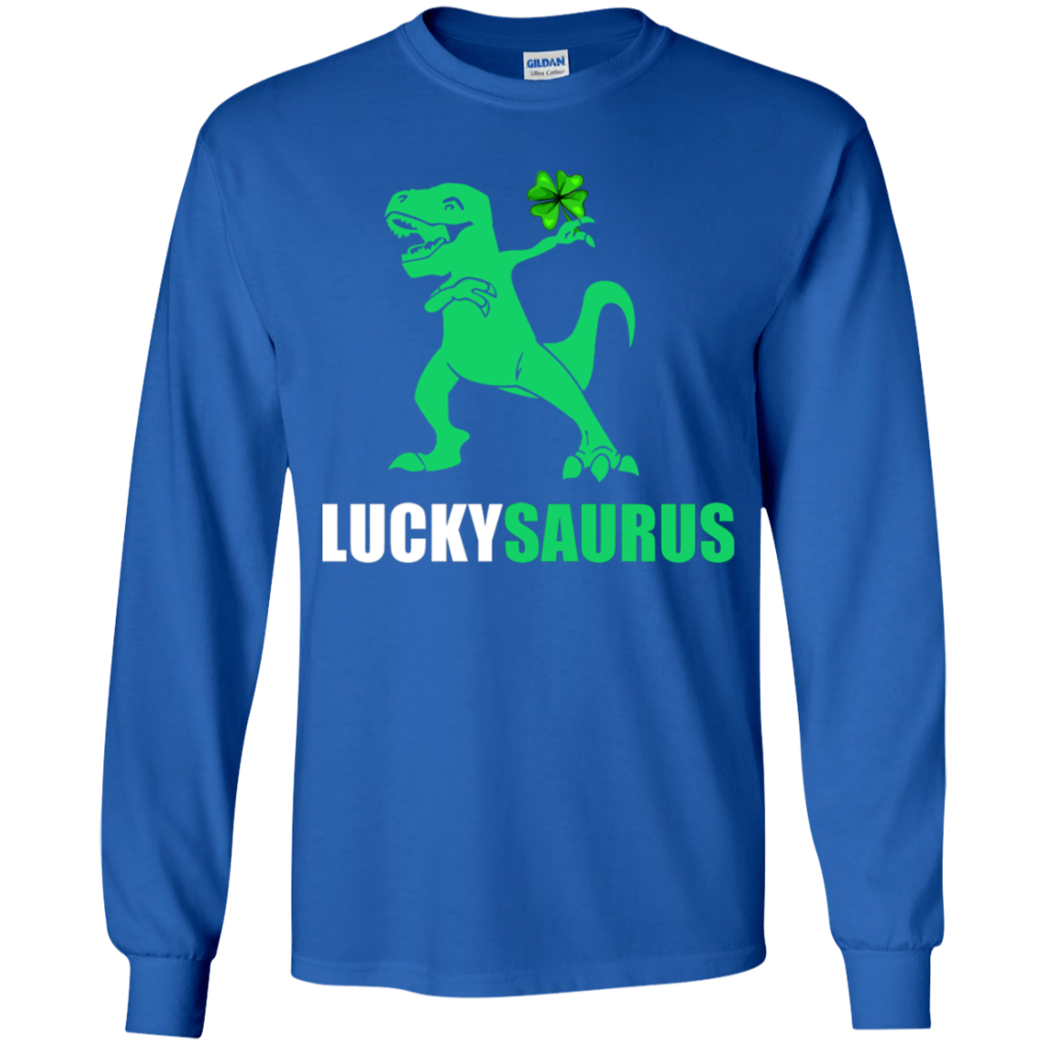 Irish Dinosaur Leprechaun St Patricks Day Luckysaurus Youth-Youth Shirt-Youth Long Sleeve T-Shirt-Royal