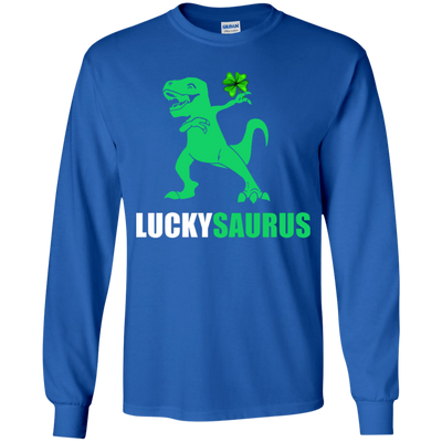 Irish Dinosaur Leprechaun St Patricks Day Luckysaurus Youth-Youth Shirt-Youth Long Sleeve T-Shirt-Royal