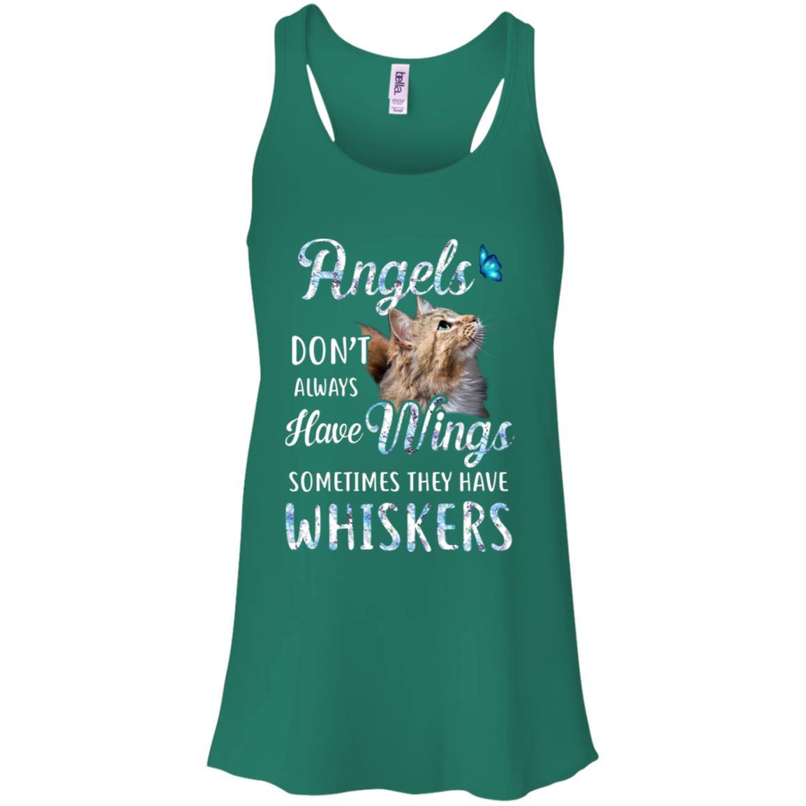 Angels Don't Always Have Wings Sometimes They Have Whiskers-T-Shirt & Tank Top-Women's Flowy Racerback Tank-Kelly Green